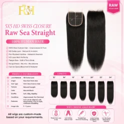 5X5 Straight HD Swiss Closure