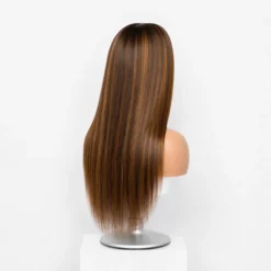 [Pre-Order] Chestnut Brown with Honey Blonde Highlights Silky Straight HD Lace Wig - Image 4