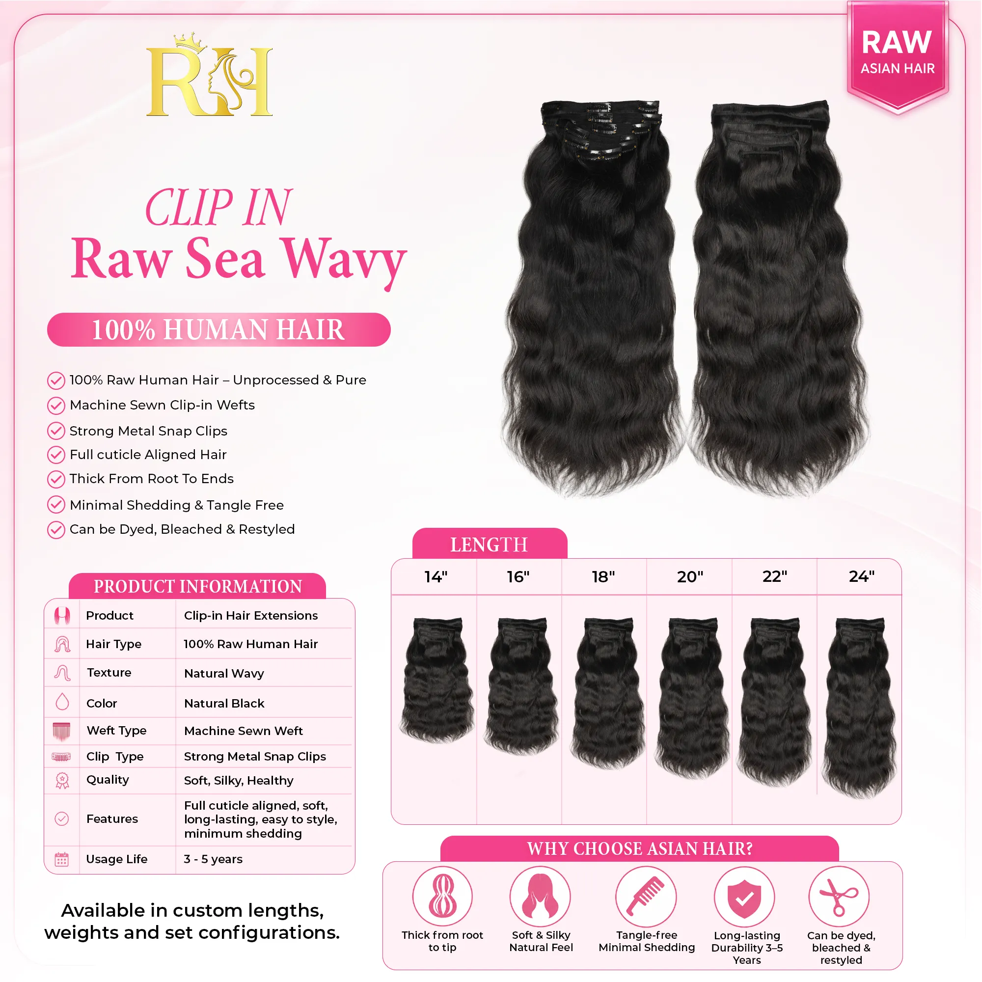 Raw Sea Wavy Clip-Ins