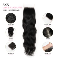 Alternative view of 5X5 Wavy HD Swiss Closure
