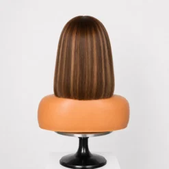 [PRE-ORDER] Ash Blonde Highlights with Dark Brown Base Yaki Blunt Cut Bob HD Lace Wig - Image 8