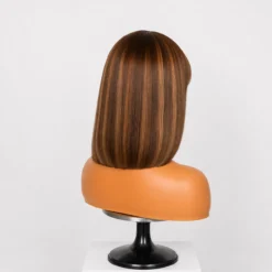 [PRE-ORDER] Ash Blonde Highlights with Dark Brown Base Yaki Blunt Cut Bob HD Lace Wig - Image 7