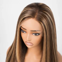 Alternative view of [Pre-Order] Blonde Highlight Butterfly Cut Layered Light Yaki Straight Closure HD Lace Wig