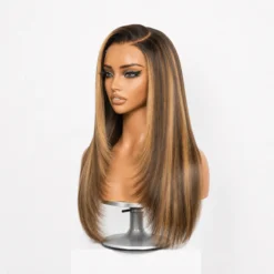 [Pre-Order] Blonde Highlight Butterfly Cut Layered Light Yaki Straight Closure HD Lace Wig - Image 3