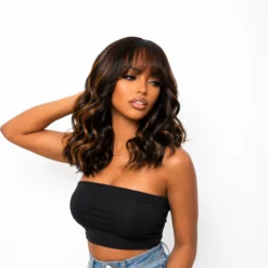 [PRE-ORDER] Blonde Highlight Loose Wave Lace Wig with Bangs - Image 10