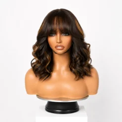 [PRE-ORDER] Blonde Highlight Loose Wave Lace Wig with Bangs