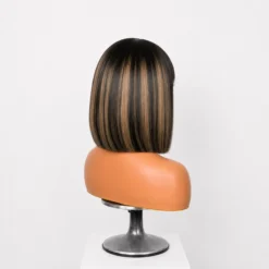 [PRE-ORDER] Blonde Highlight Yaki Straight Blunt Cut Bob HD Lace Short Wig with Bangs - Image 7
