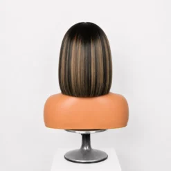 [PRE-ORDER] Blonde Highlight Yaki Straight Blunt Cut Bob HD Lace Short Wig with Bangs - Image 8