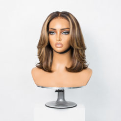 [Pre-Order] Brown Highlight Short Layered Bob Wig 5x5 Closure Lace Wig