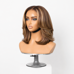 [Pre-Order] Brown Highlight Short Layered Bob Wig 5x5 Closure Lace Wig - Image 3