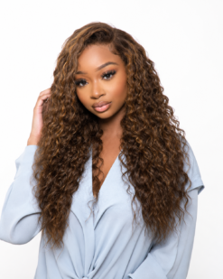 [Pre-Order] Brown Highlights Funmi Curly HD Lace Closure Wig - Image 10