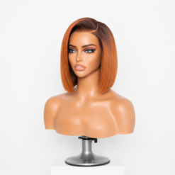 [Pre-Order] Ginger Ombre HD Lace Closure Blunt Cut Bob Human Hair Wig - Image 3