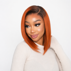 [Pre-Order] Ginger Ombre HD Lace Closure Blunt Cut Bob Human Hair Wig - Image 11