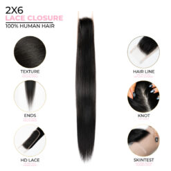 Alternative view of 2X6 Straight HD Swiss Closure