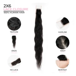 Alternative view of 2X6 Wavy HD Swiss Closure