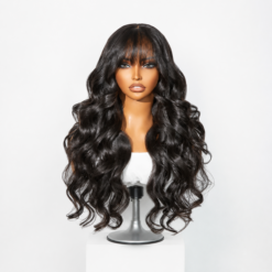 [Pre-Order] Loose Body Wave Closure HD Lace Human Hair Wig with Bangs Pre-Cut Lace