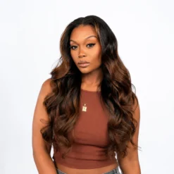 [Pre-Order] Ombre Brown Natural Black Loose Wave HD Lace Wig Human Hair - Image 3