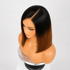 Alternative view of [PRE-ORDER] Ombre Brown Silky Blunt Cut Bob 5x5 HD Lace Closure Wig