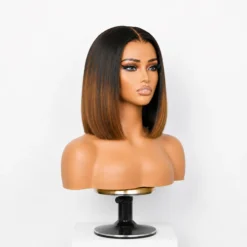 [PRE-ORDER] Ombre Brown Silky Blunt Cut Bob 5x5 HD Lace Closure Wig - Image 5