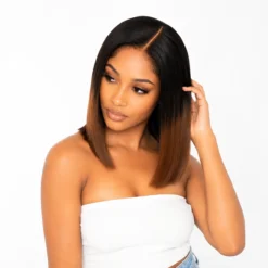 [PRE-ORDER] Ombre Brown Silky Blunt Cut Bob 5x5 HD Lace Closure Wig - Image 10