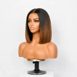 [PRE-ORDER] Ombre Brown Silky Blunt Cut Bob 5x5 HD Lace Closure Wig - Image 6
