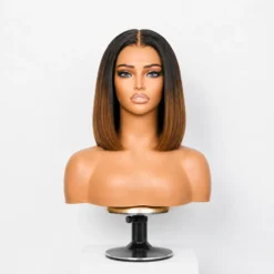 [PRE-ORDER] Ombre Brown Silky Blunt Cut Bob 5x5 HD Lace Closure Wig