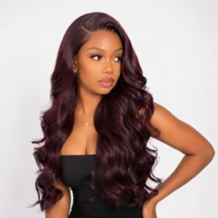 [Pre-Order] Rich Dark Plum Body Wave 5x5 HD Lace Closure Human Hair Wig - Image 11
