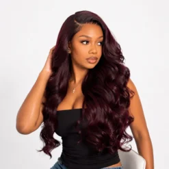 [Pre-Order] Rich Dark Plum Body Wave 5x5 HD Lace Closure Human Hair Wig - Image 12