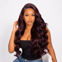 [Pre-Order] Rich Dark Plum Body Wave 5x5 HD Lace Closure Human Hair Wig - Image 13