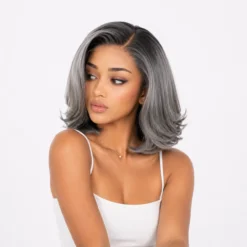 [Pre-Order] Salt & Pepper Layered Bob 100% Human Hair HD Lace Wig - Image 12
