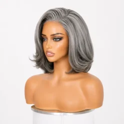 Alternative view of [Pre-Order] Salt & Pepper Layered Bob 100% Human Hair HD Lace Wig