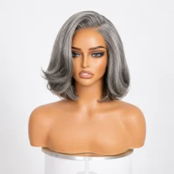 [Pre-Order] Salt & Pepper Layered Bob 100% Human Hair HD Lace Wig