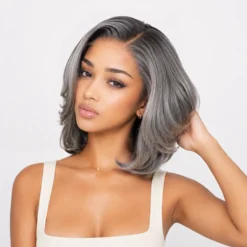 [Pre-Order] Salt & Pepper Layered Bob 100% Human Hair HD Lace Wig - Image 11