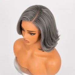 [Pre-Order] Salt & Pepper Layered Bob 100% Human Hair HD Lace Wig - Image 10
