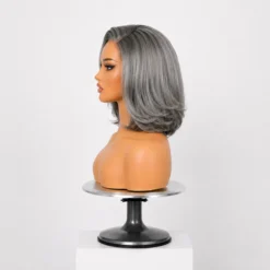 [Pre-Order] Salt & Pepper Layered Bob 100% Human Hair HD Lace Wig - Image 8